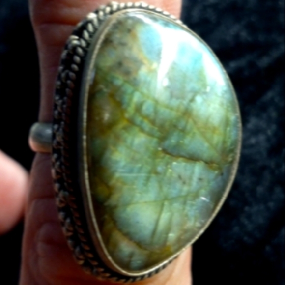 43 NWT Labradorite gemstone crystal 925 silver ring size 8 free shipping sale - Picture 4 of 5